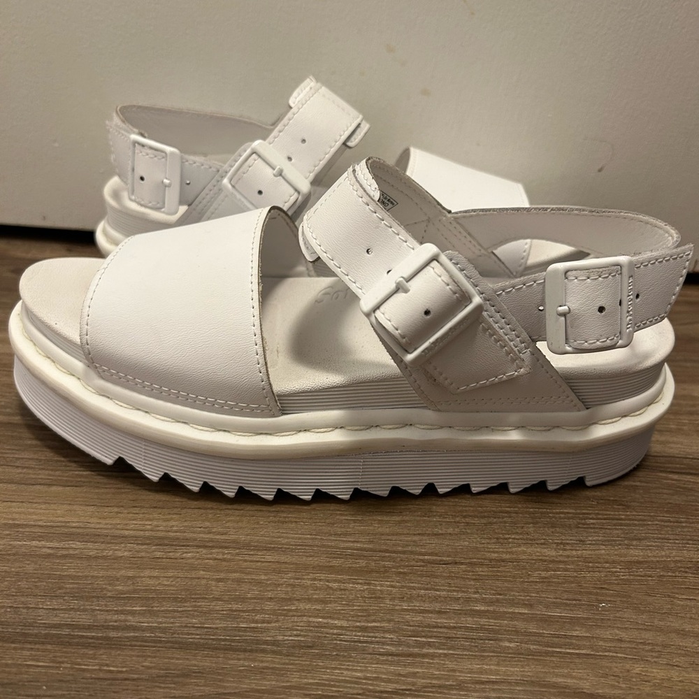 Dr. Martens white hydro leather strap sandals